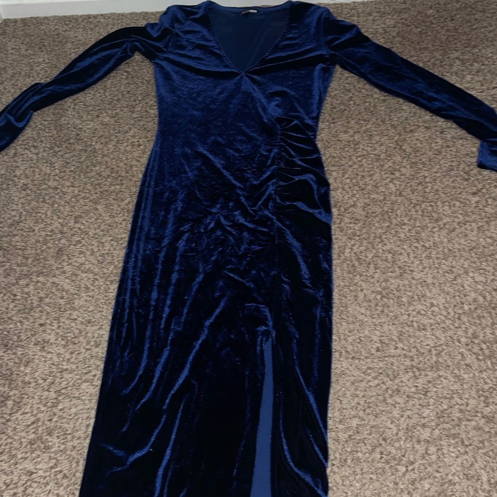 Blue long and long sleeve dress from fashion nova